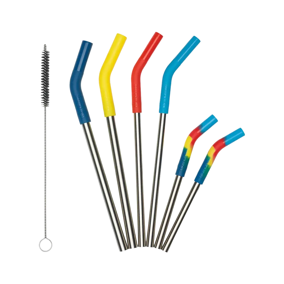 klean-kanteen-edelstahl-trinkhalme-6er-set-mit-trinkhalmb-rste image 1