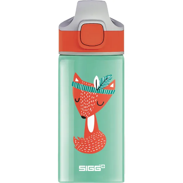 sigg-miracle-peaceful-alu-trinkflasche-kinder-mit-trinkhalm-0-4l-wassergr-n-oran image 1