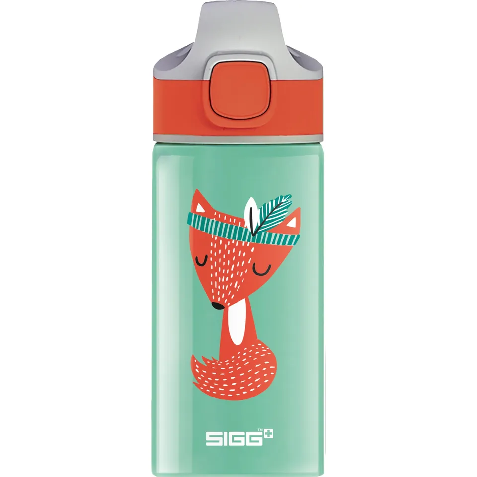 sigg-miracle-peaceful-alu-trinkflasche-kinder-mit-trinkhalm-0-4l-wassergr-n-oran image 1