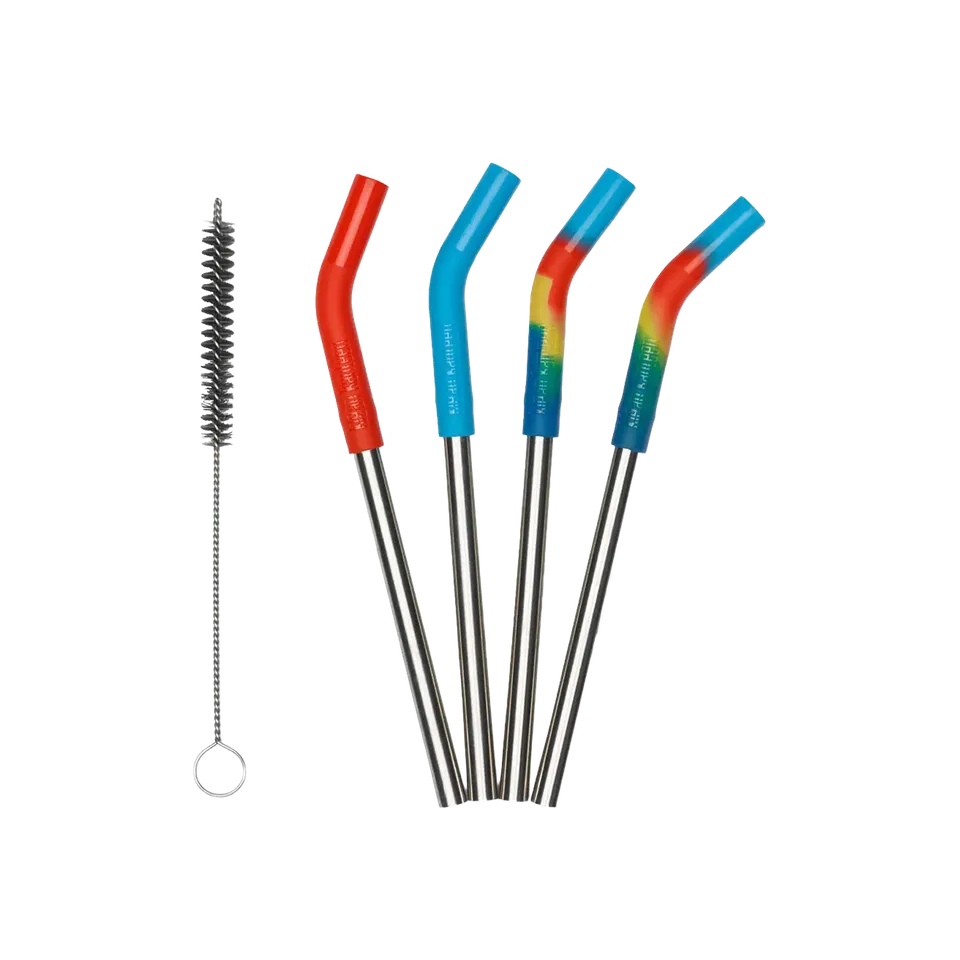 klean-kanteen-edelstahl-trinkhalme-kurz-4er-set-8mm-mit-trinkhalmb-rste image 1