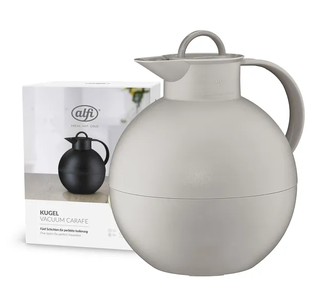 alfi-kugel-isolierkanne-0-94-l-desert-grey-mat-mit-hartglaseinsatz-drehverschlus image 1