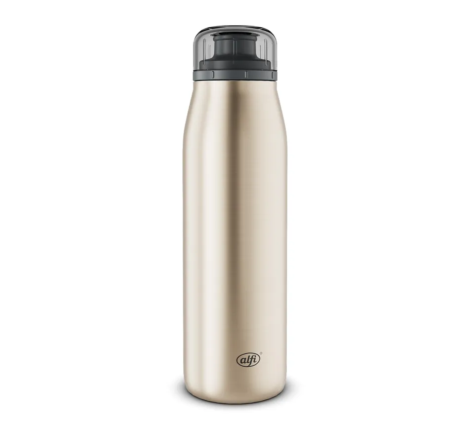 alfi-iso-bottle-isolierflasche-0-50-l-champagne-mat-edelstahl-trinkflasche-kohle image 1