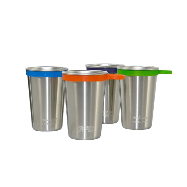 klean-kanteen-pint-cup-473ml-4er-set-mit-silikon-trageringen image 1