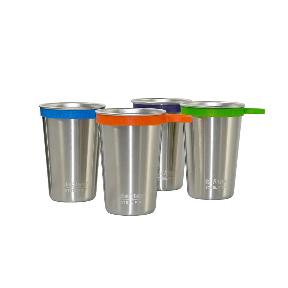 klean-kanteen-pint-cup-473ml-4er-set-mit-silikon-trageringen image 1