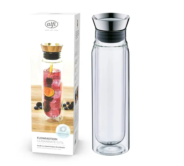 alfi-flowmotion-0-75l-glaskaraffe-mit-automatischem-ausgie-en-und-sieb image 1
