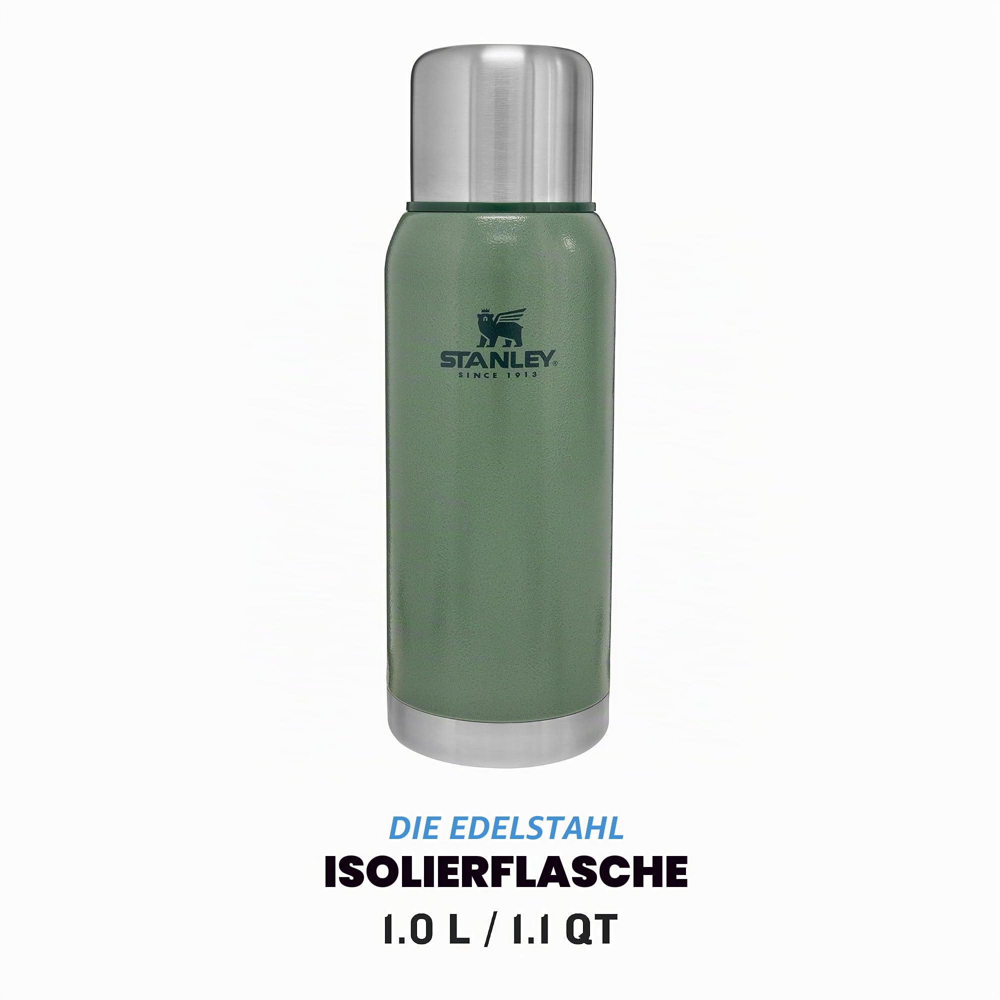 stanley-1913-adventure-thermosflasche-1l-hammertone-green-isolierflasche-24h-hei image 2