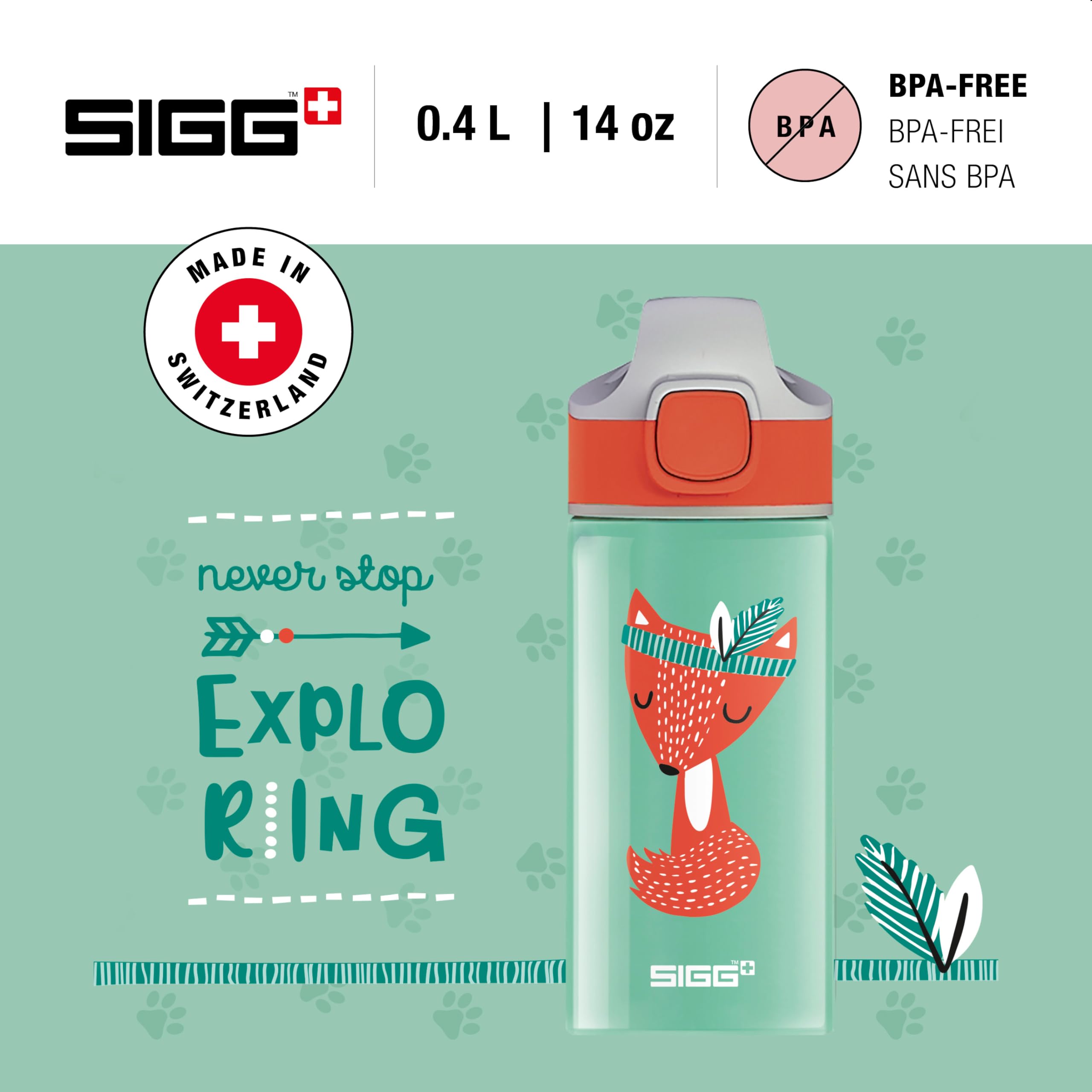 sigg-miracle-peaceful-alu-trinkflasche-kinder-mit-trinkhalm-0-4l-wassergr-n-oran image 2