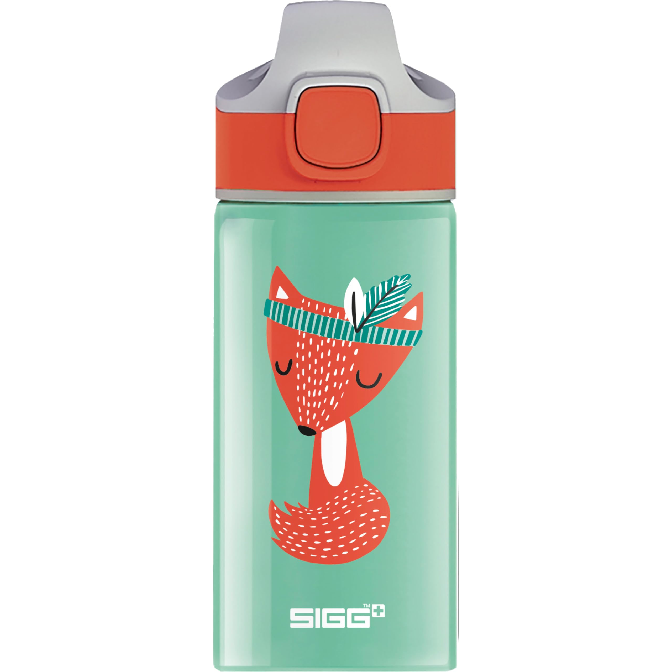 sigg-miracle-peaceful-alu-trinkflasche-kinder-mit-trinkhalm-0-4l-wassergr-n-oran image 1