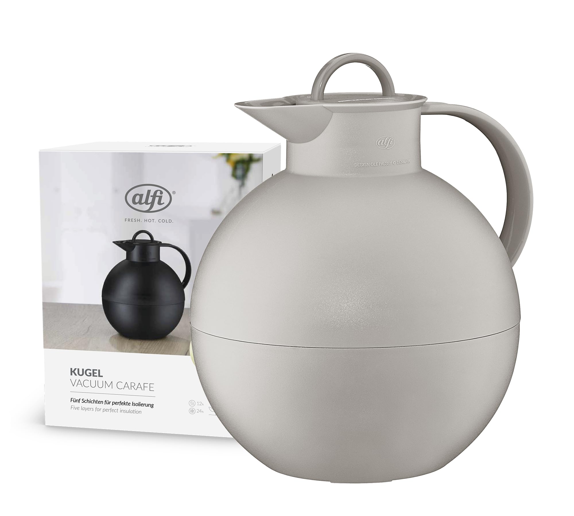 alfi-kugel-isolierkanne-0-94-l-desert-grey-mat-mit-hartglaseinsatz-drehverschlus image 1