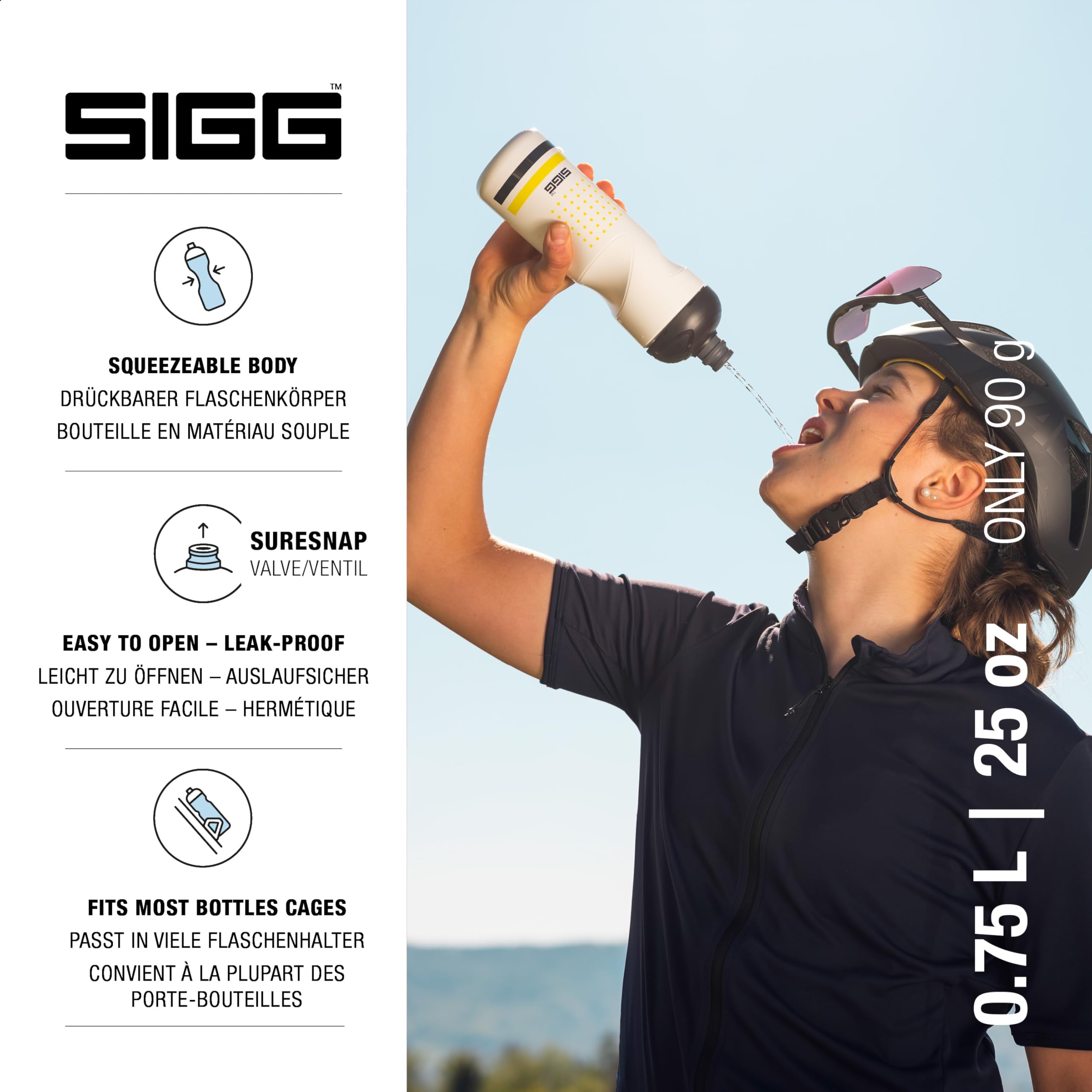 sigg-pulsar-white-fahrrad-trinkflasche-0-75l-wei-gelb-quetschbar image 2