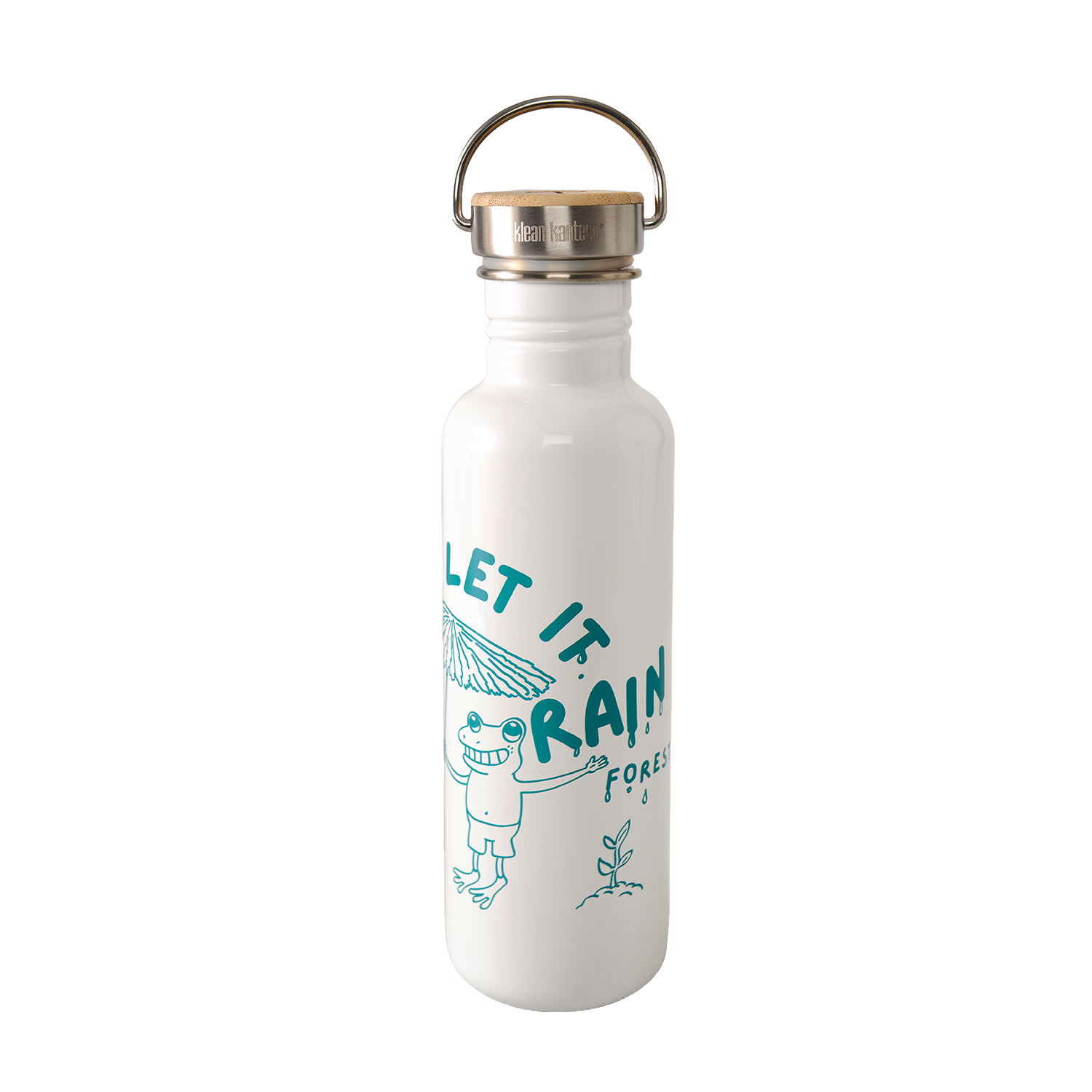 klean-kanteen-classic-let-it-rain-forest-trinkflasche-800ml-mit-bambus-verschlus image 3