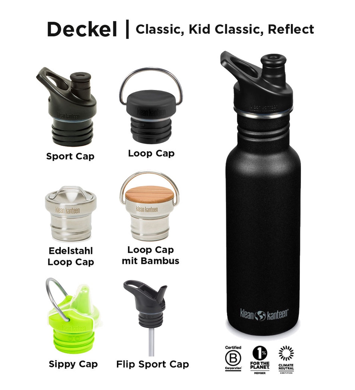 klean-kanteen-classic-532ml-edelstahl-trinkflasche-mit-sport-cap image 3